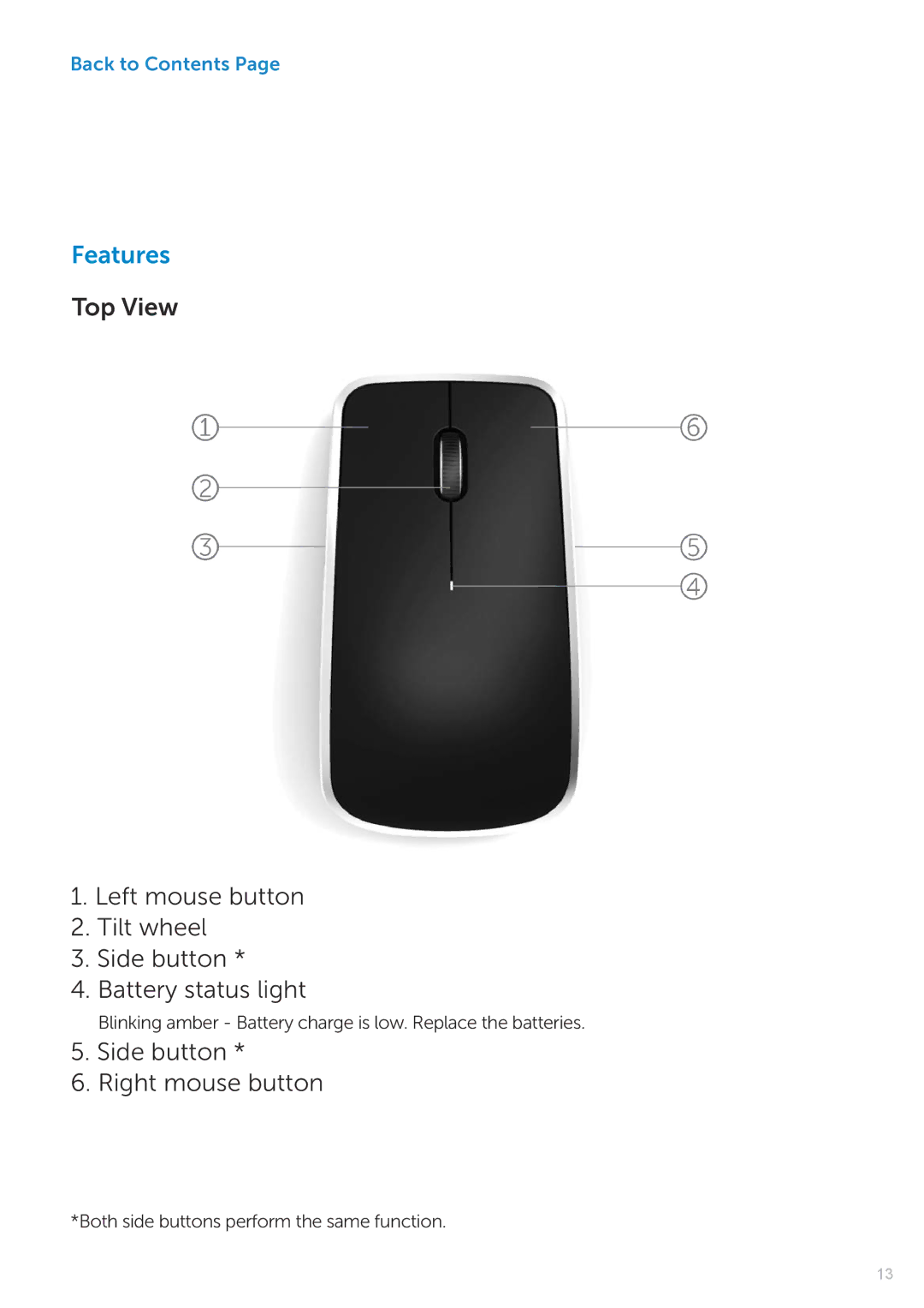 Dell KM714 owner manual Side button Right mouse button 