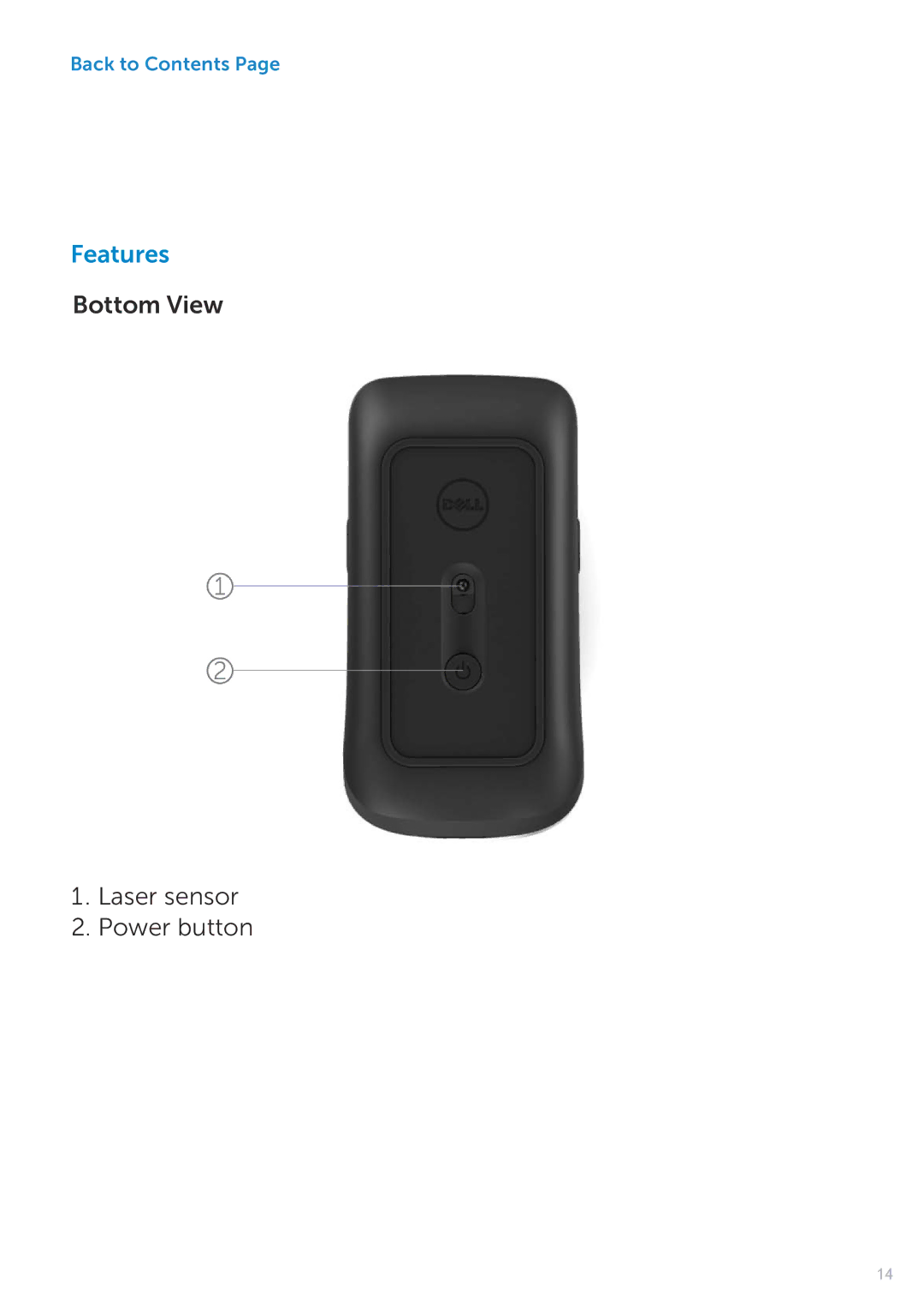 Dell KM714 owner manual Bottom View Laser sensor Power button 