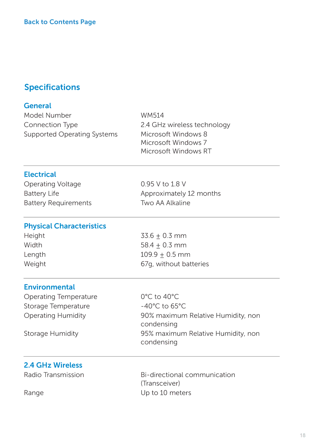 Dell KM714 owner manual Specifications 