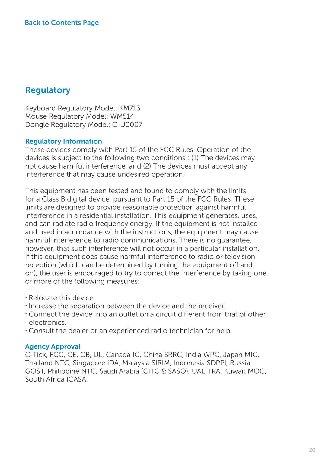 Dell KM714 owner manual Regulatory Information 