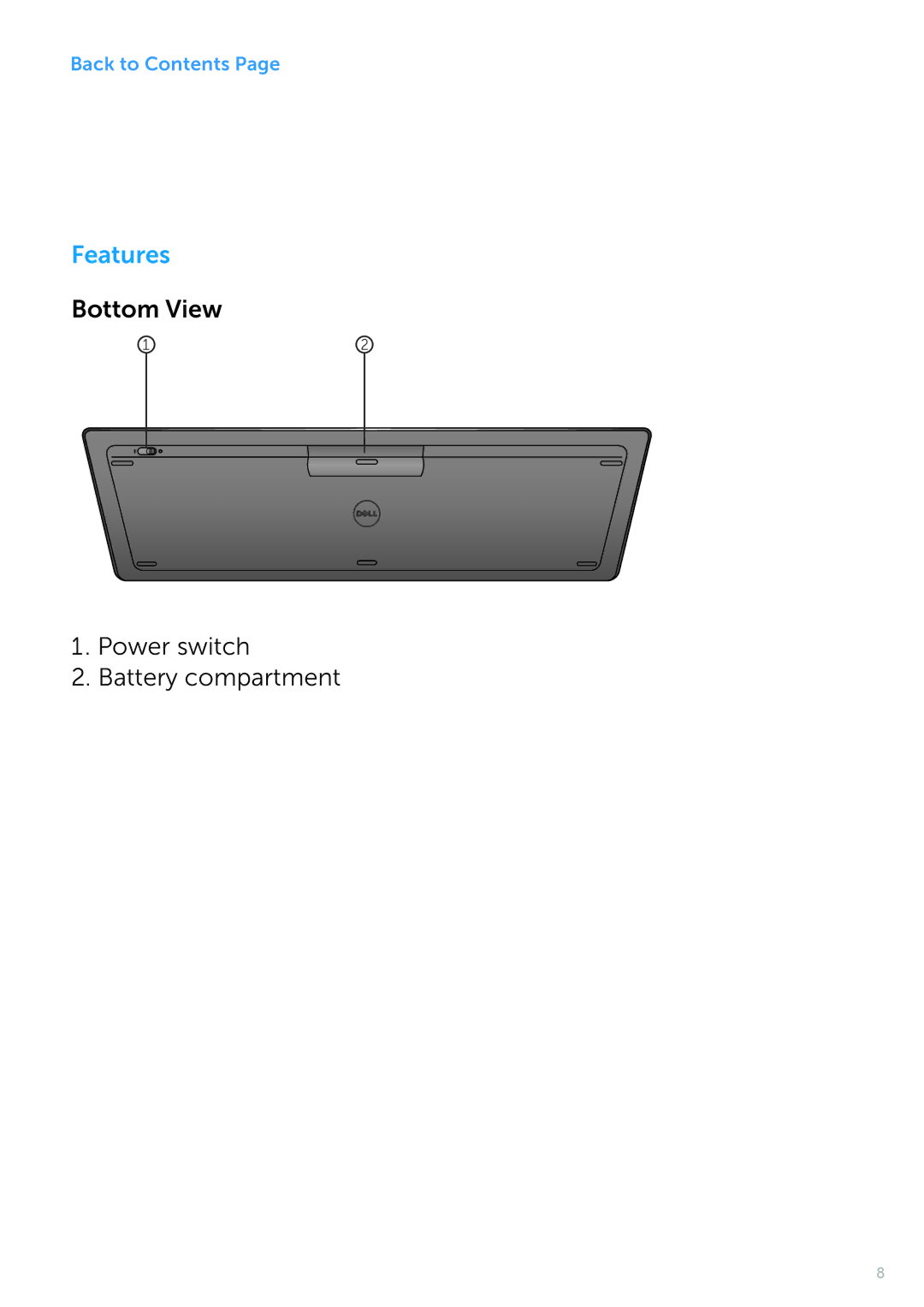 Dell KM714 owner manual Bottom View Power switch Battery compartment 