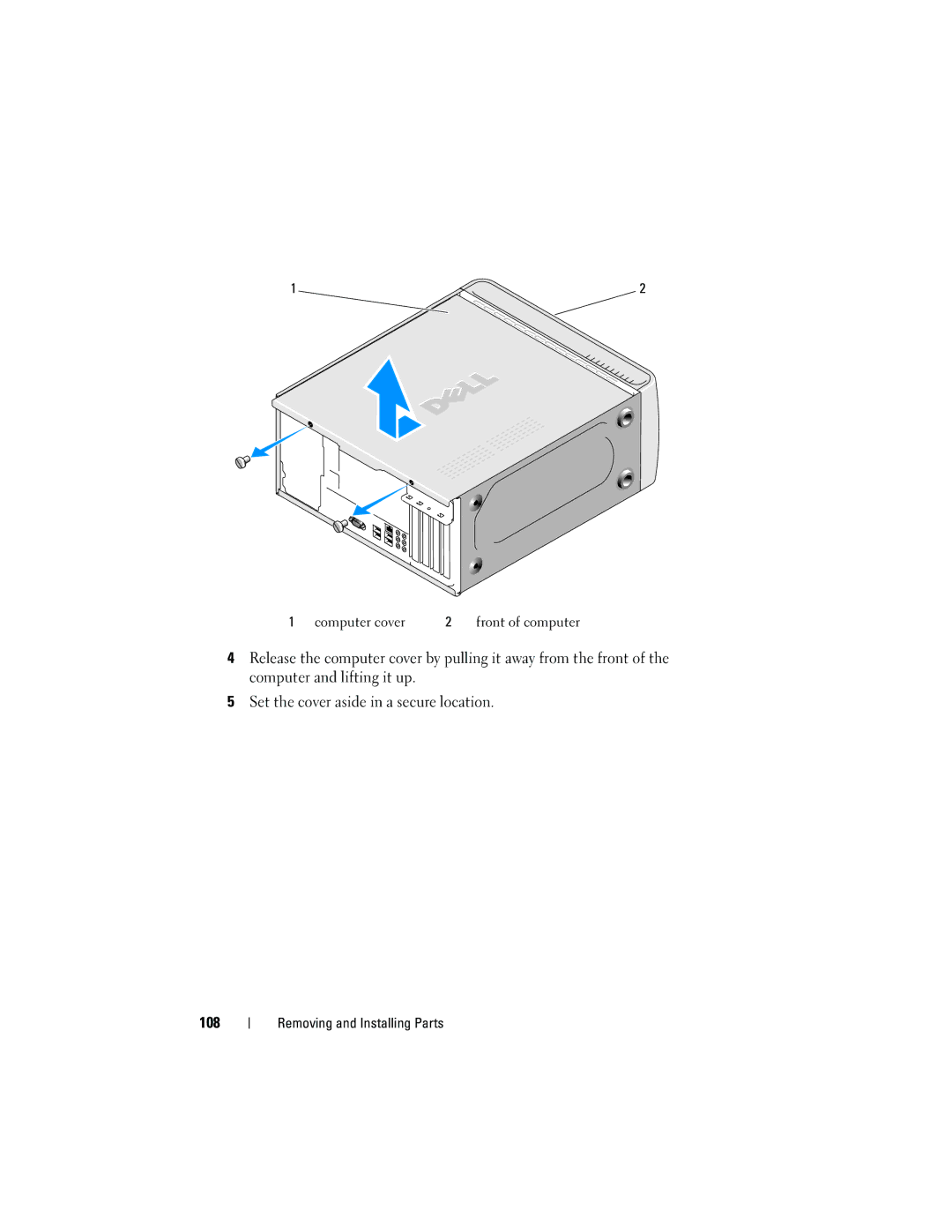 Dell KP338, 530b, 530c, 530d owner manual Computer cover 