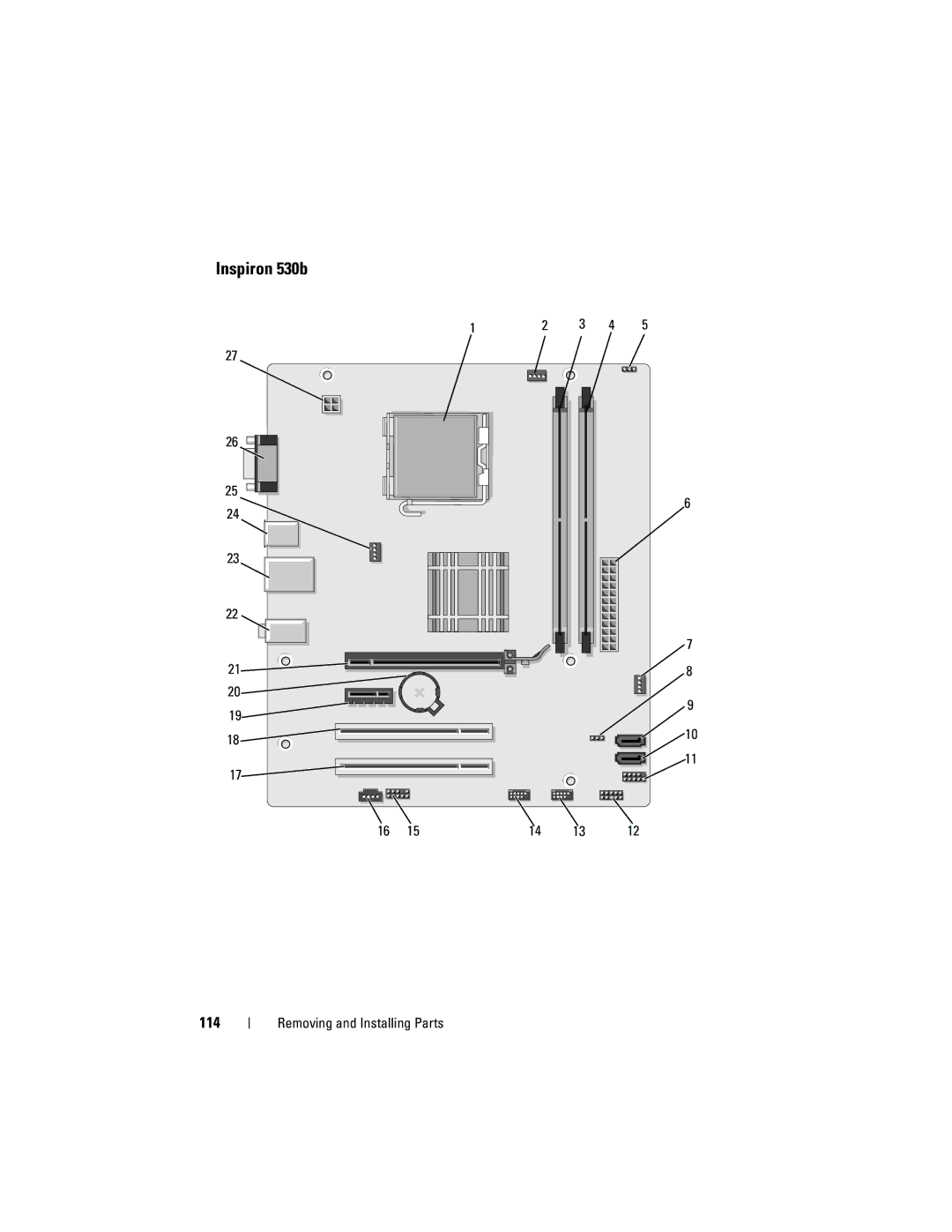 Dell 530c, KP338, 530d owner manual Inspiron 530b, 114 