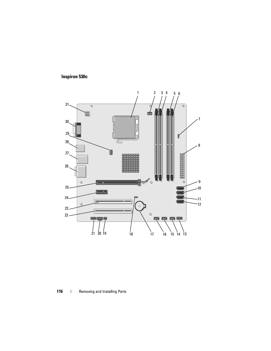 Dell KP338, 530b, 530d owner manual Inspiron 530c, 116 