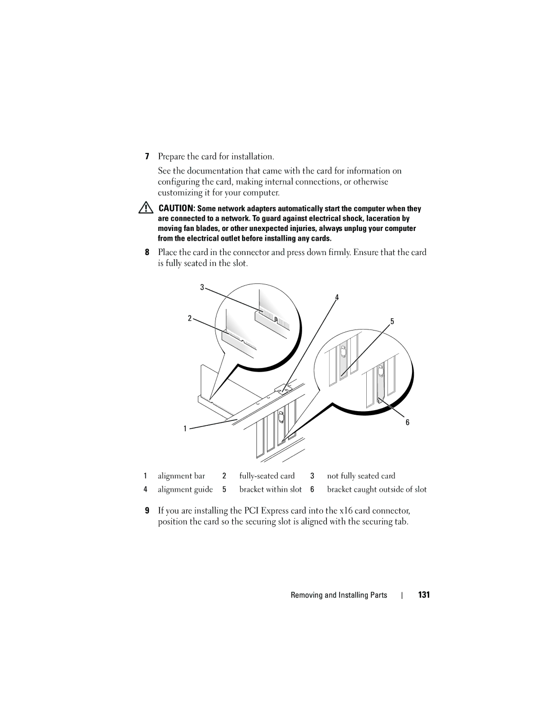 Dell 530d, KP338, 530b, 530c owner manual 131, Bracket within slot 