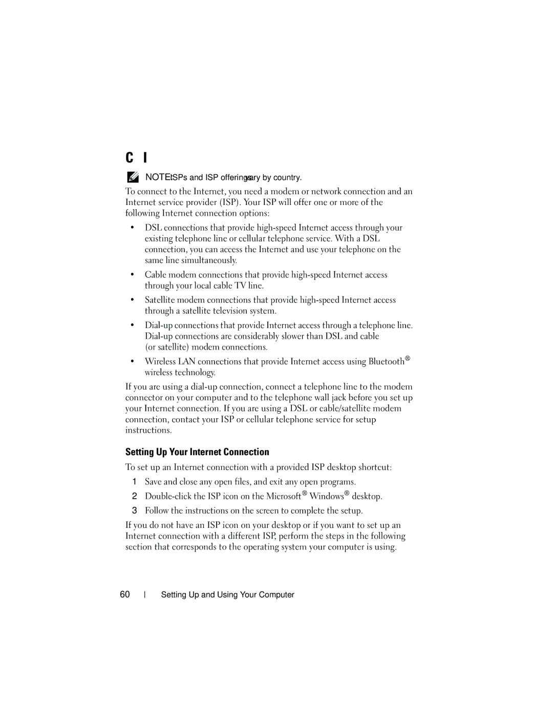 Dell KP338, 530b, 530c, 530d owner manual Connecting to the Internet, Setting Up Your Internet Connection 