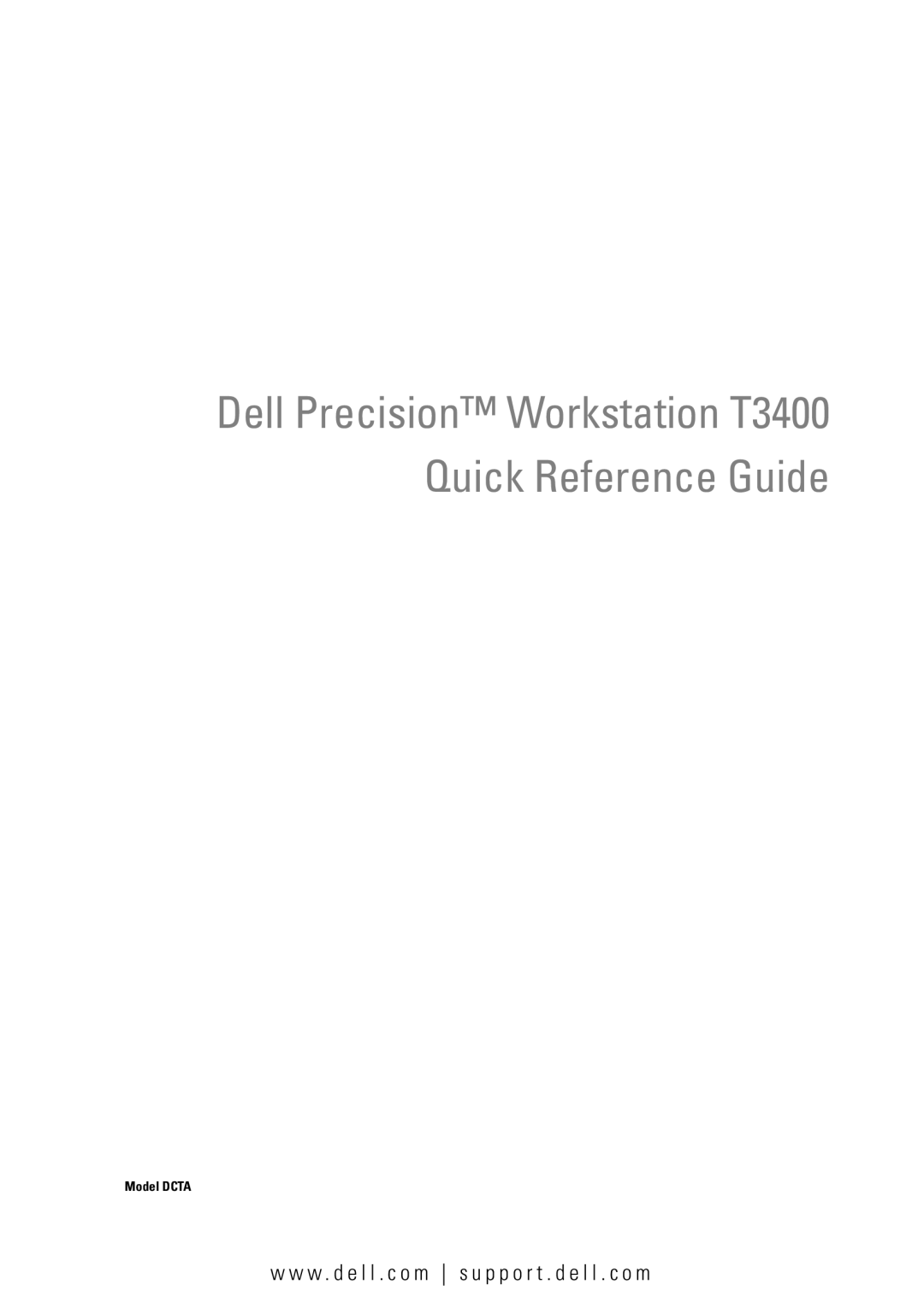 Dell KP542 manual Dell Precision Workstation T3400 Quick Reference Guide 