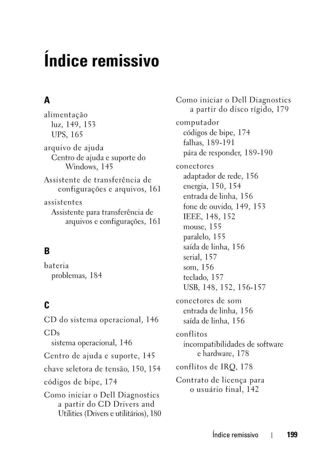 Dell KP542 manual 199, Índice remissivo 