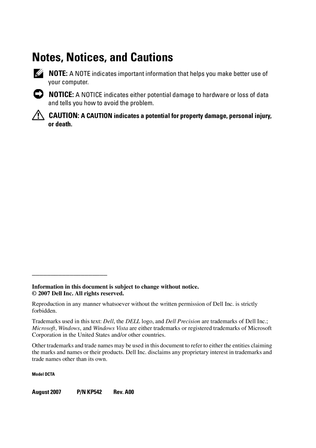 Dell manual August KP542 