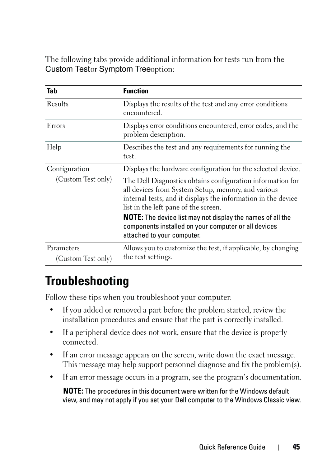 Dell KP542 Troubleshooting, Tab Function, Components installed on your computer or all devices, Attached to your computer 