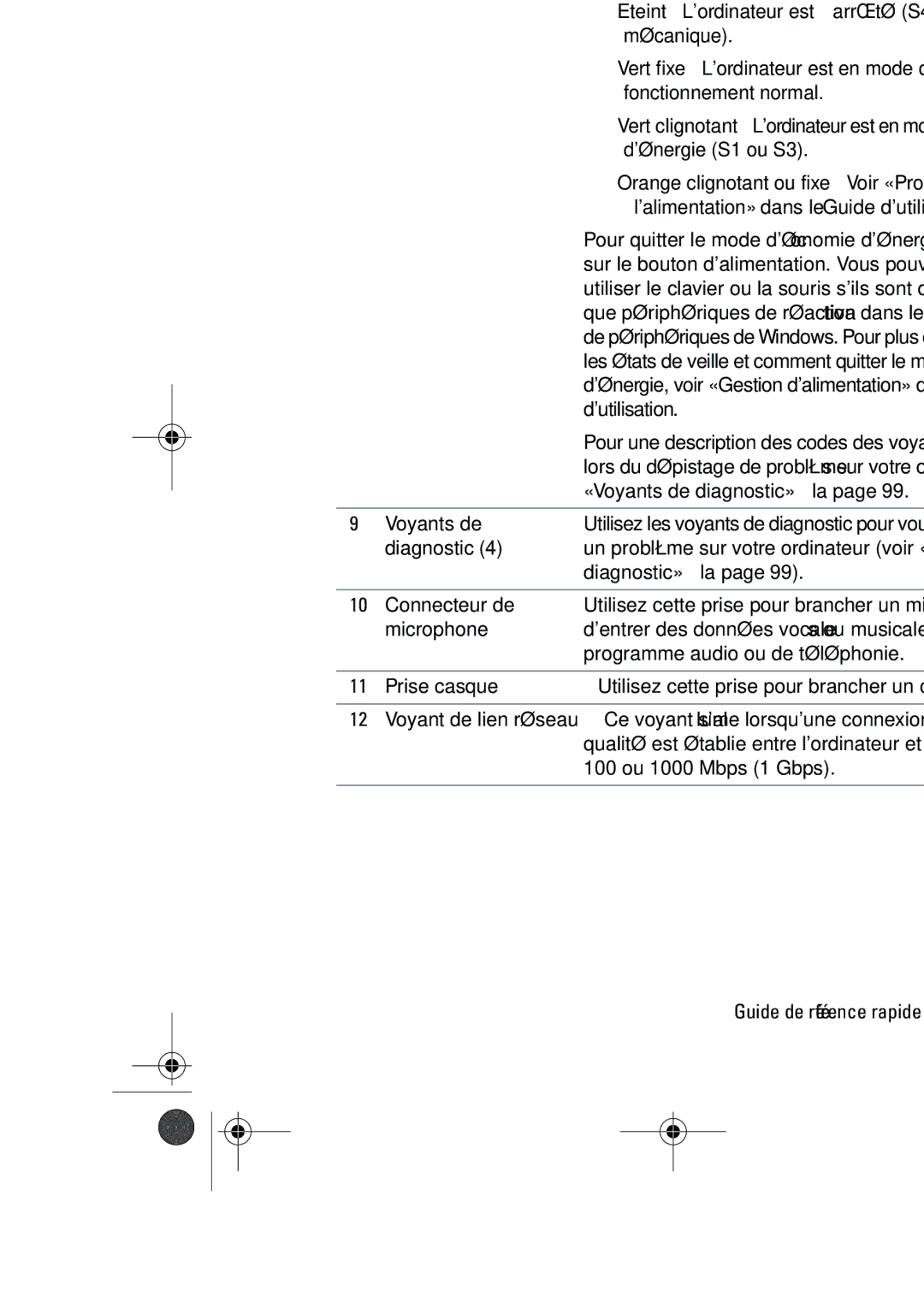 Dell KP542 Les états de veille et comment quitter le mode déconomie, Dénergie, voir «Gestion dalimentation» dans le Guide 