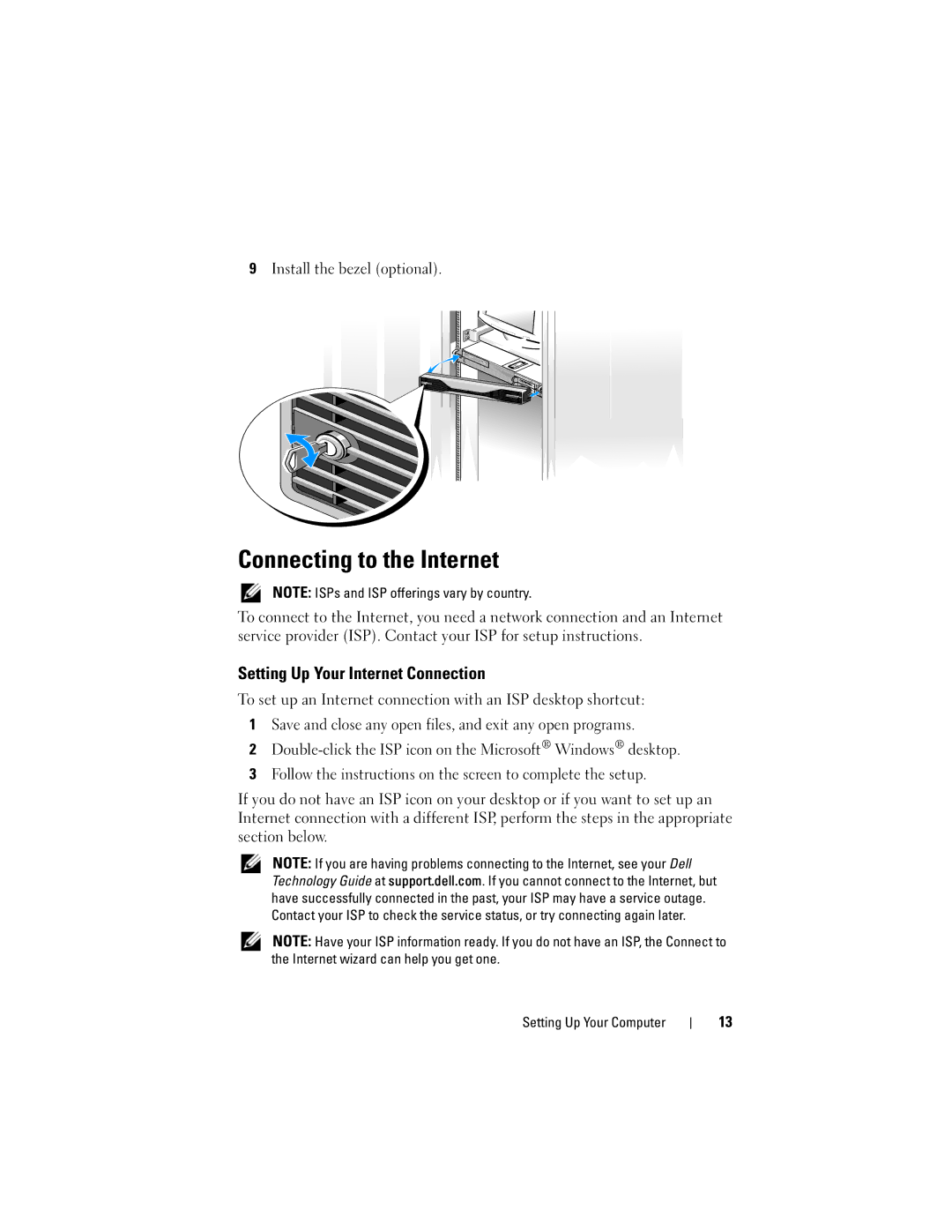 Dell WMTE01, KR019 specifications Connecting to the Internet, Setting Up Your Internet Connection 