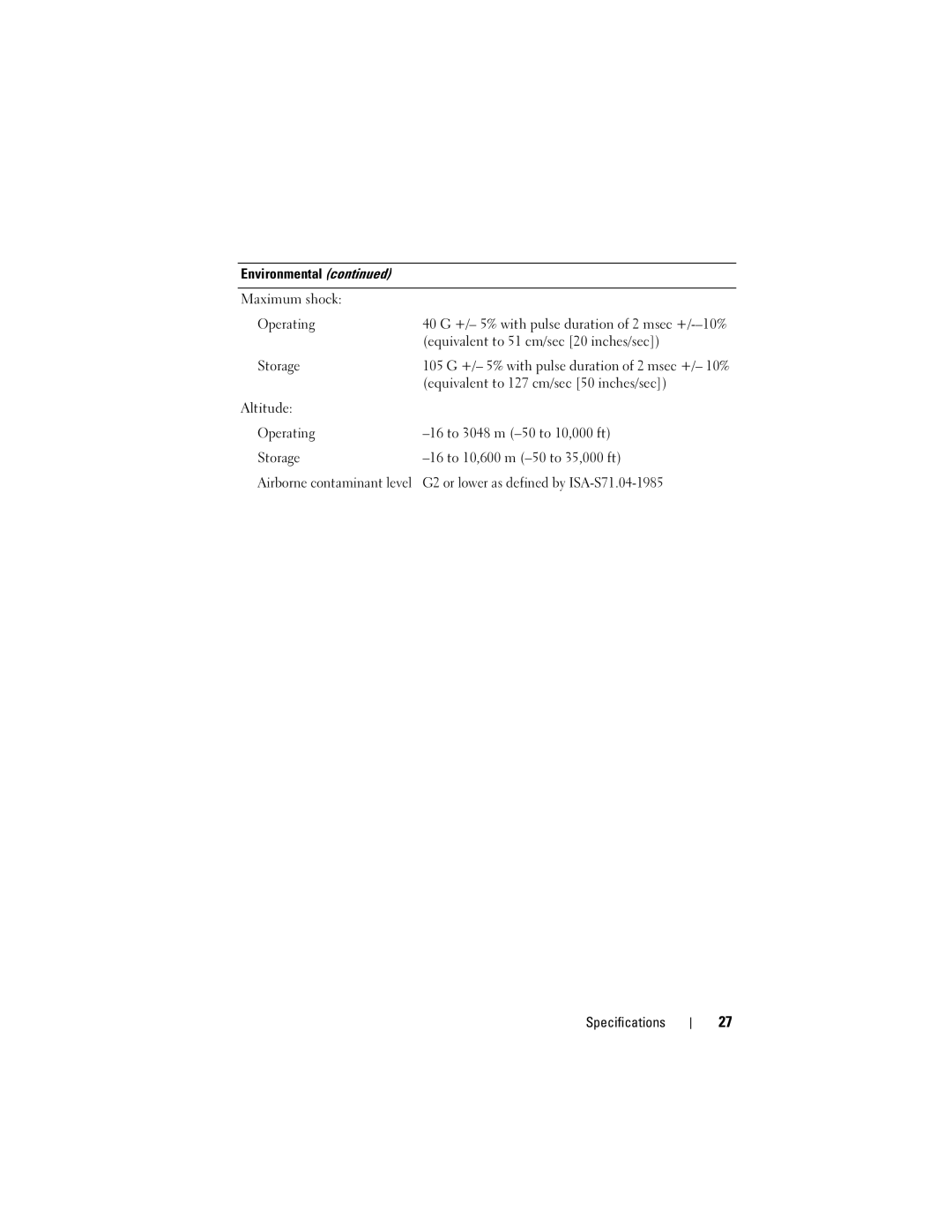 Dell WMTE01, KR019 specifications Environmental Maximum shock Operating 