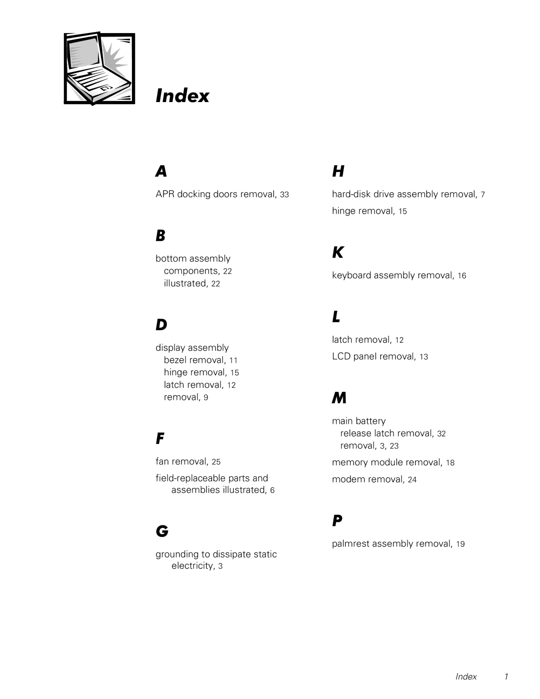 Dell L400 service manual Index 