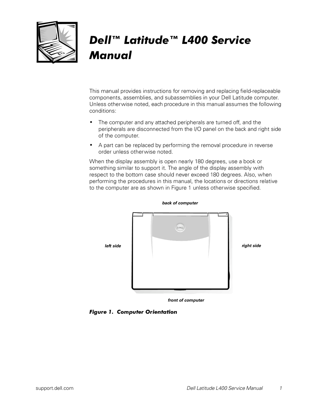 Dell service manual Dell Latitude L400 Service Manual 