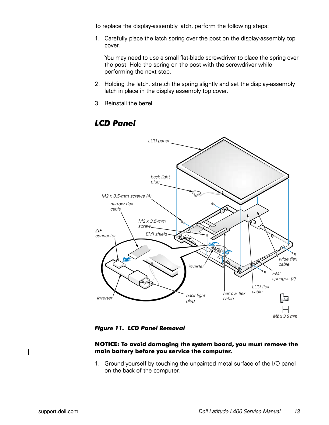 Dell L400 service manual LCD Panel Removal 