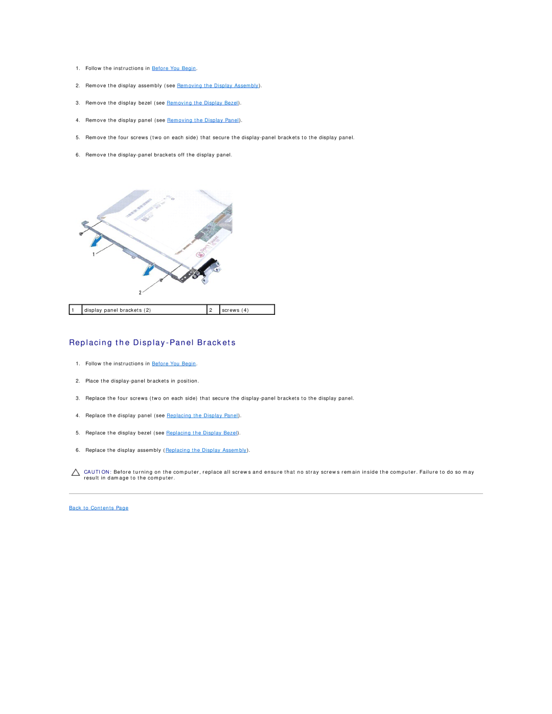 Dell L401X manual Replacing the Display-Panel Brackets 