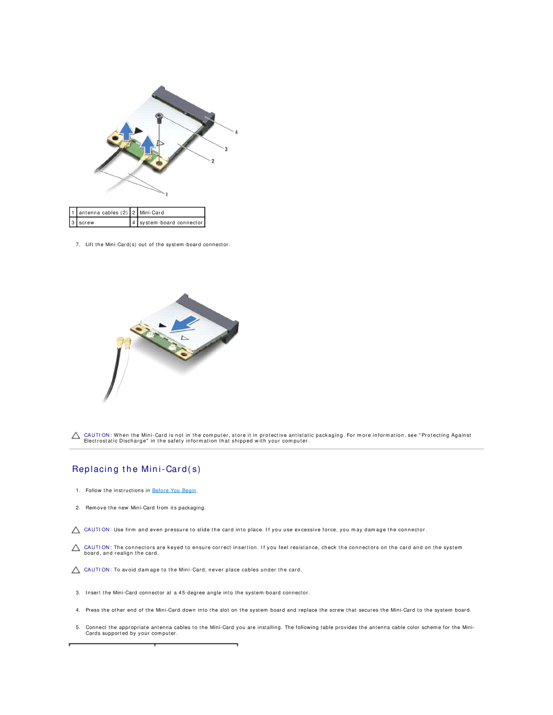 Dell L401X manual Replacing the Mini-Cards 