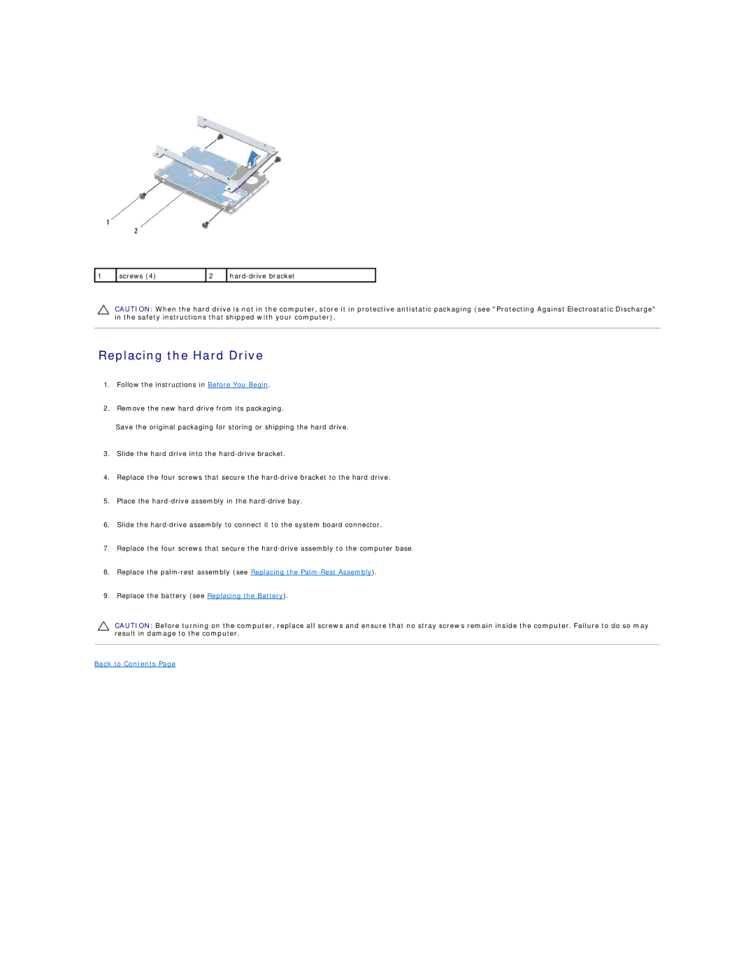 Dell L501X manual Replacing the Hard Drive 