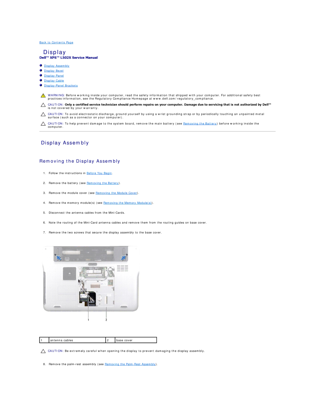 Dell L502X manual Display Assembly 