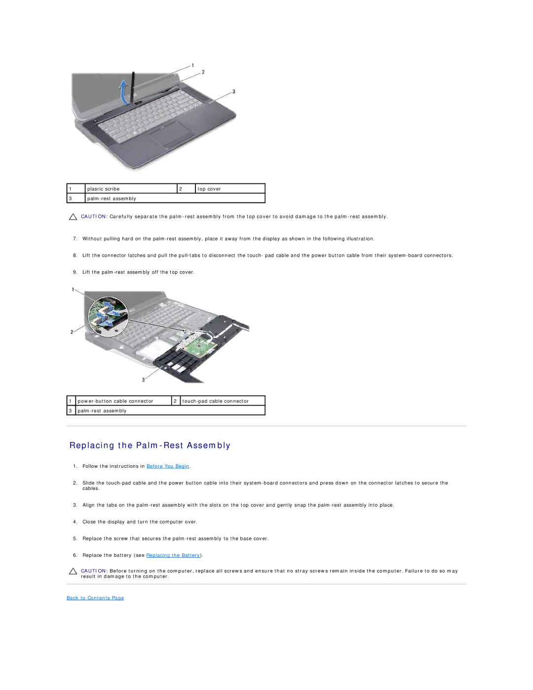 Dell L502X manual Replacing the Palm-Rest Assembly 