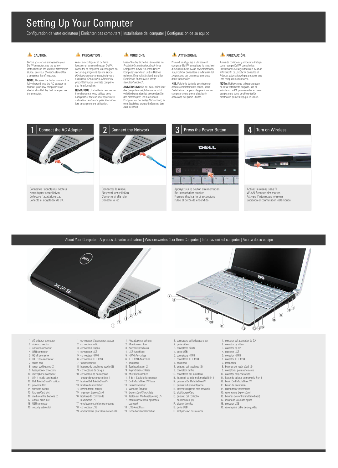 Dell Laptop owner manual Setting Up Your Computer 