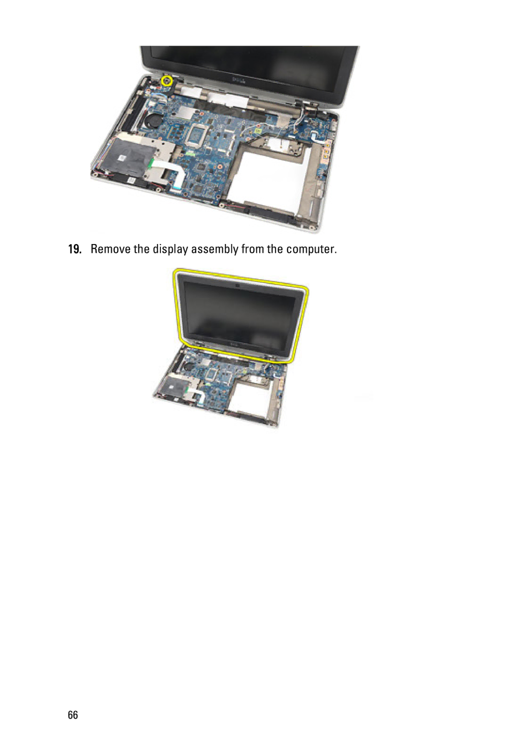 Dell Latitude E6320 owner manual Remove the display assembly from the computer 