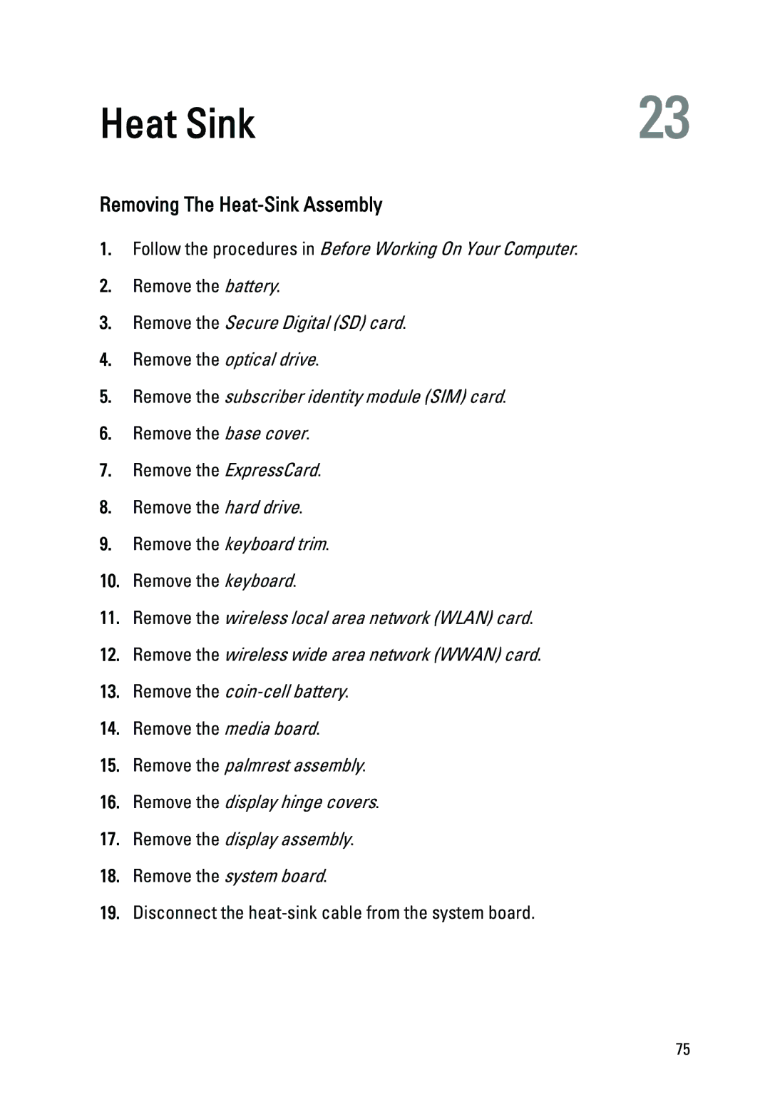 Dell Latitude E6320 owner manual Heat Sink, Removing The Heat-Sink Assembly 