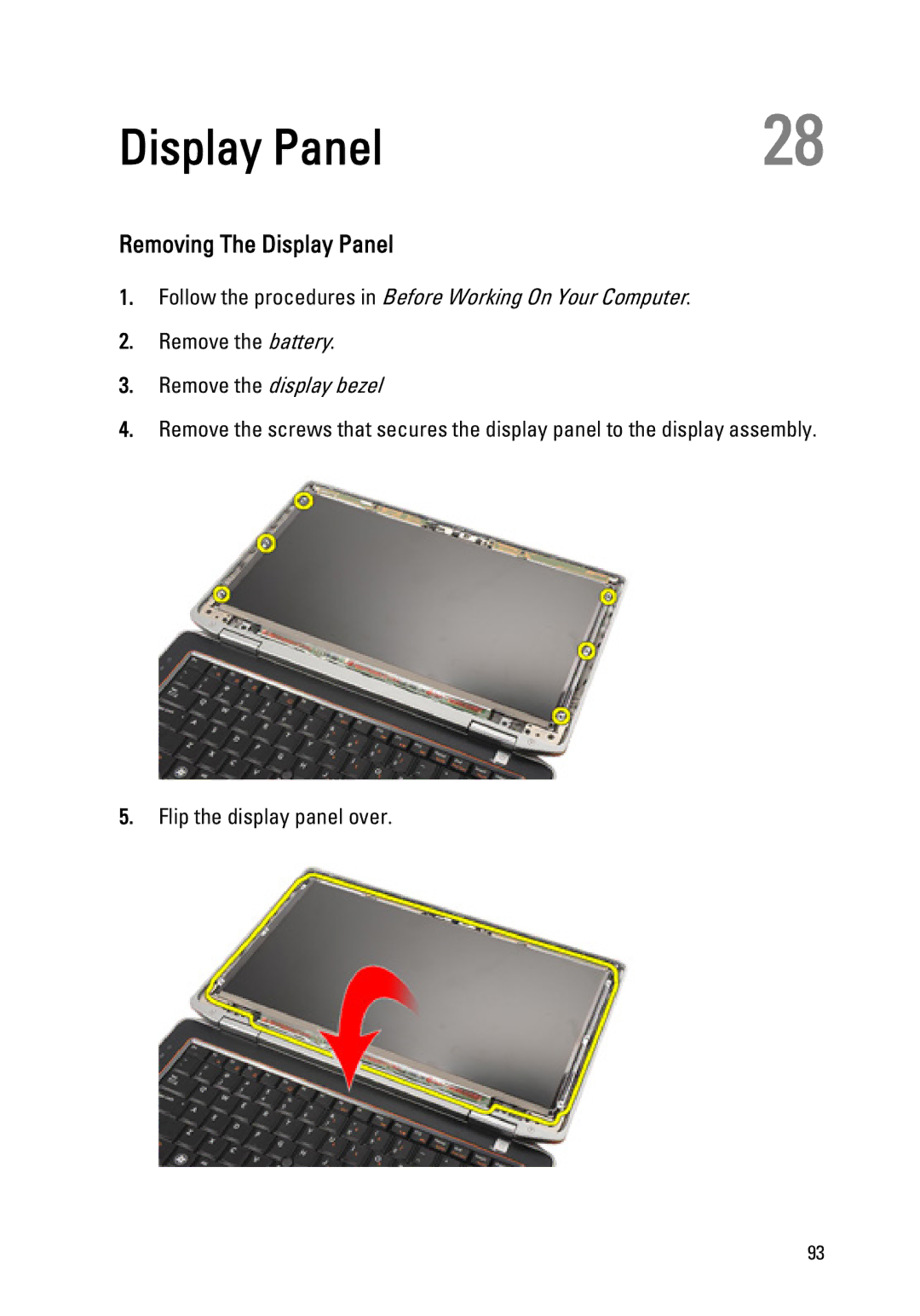 Dell Latitude E6320 owner manual Removing The Display Panel 