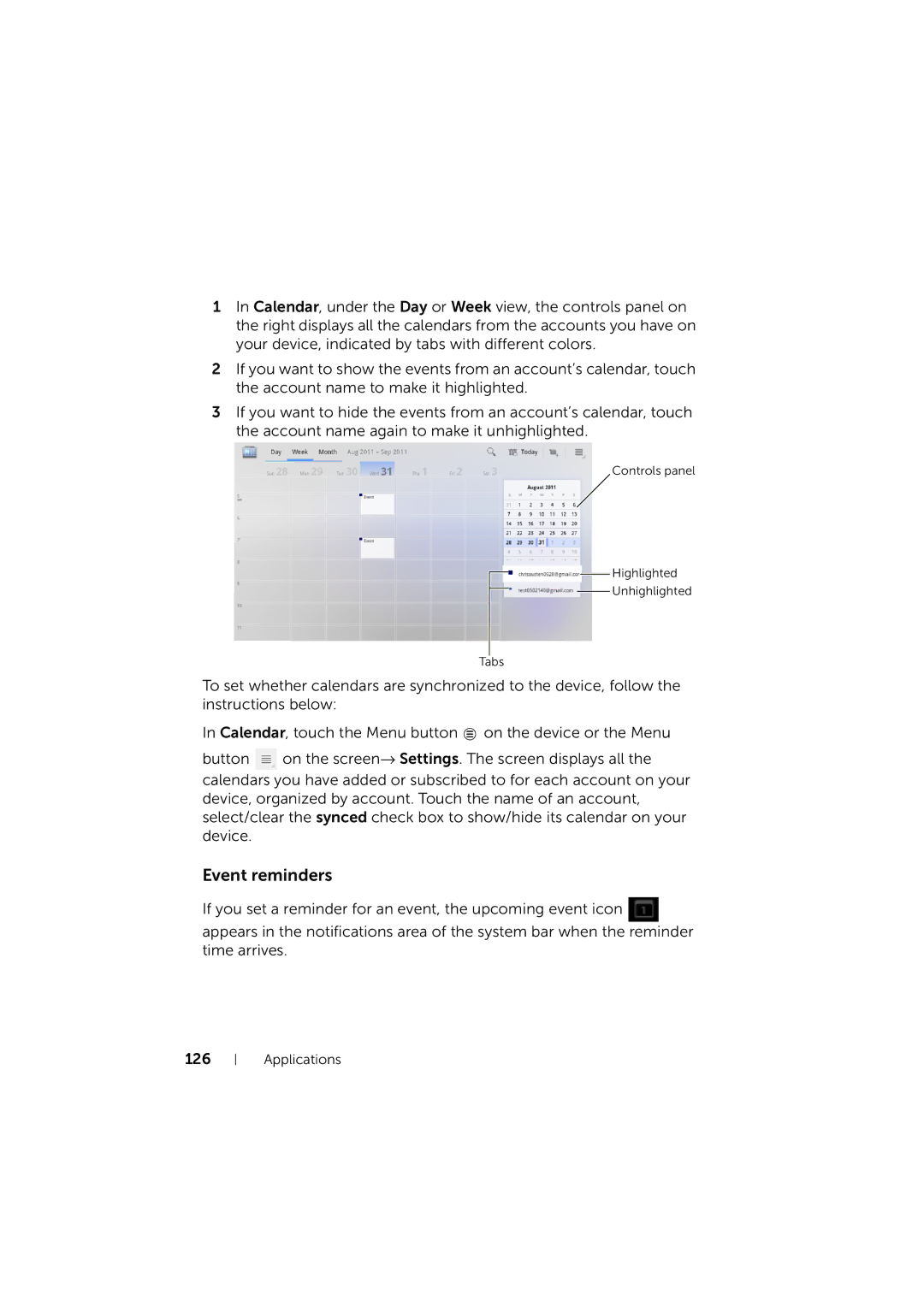 Dell LG7_bk0 user manual Event reminders 