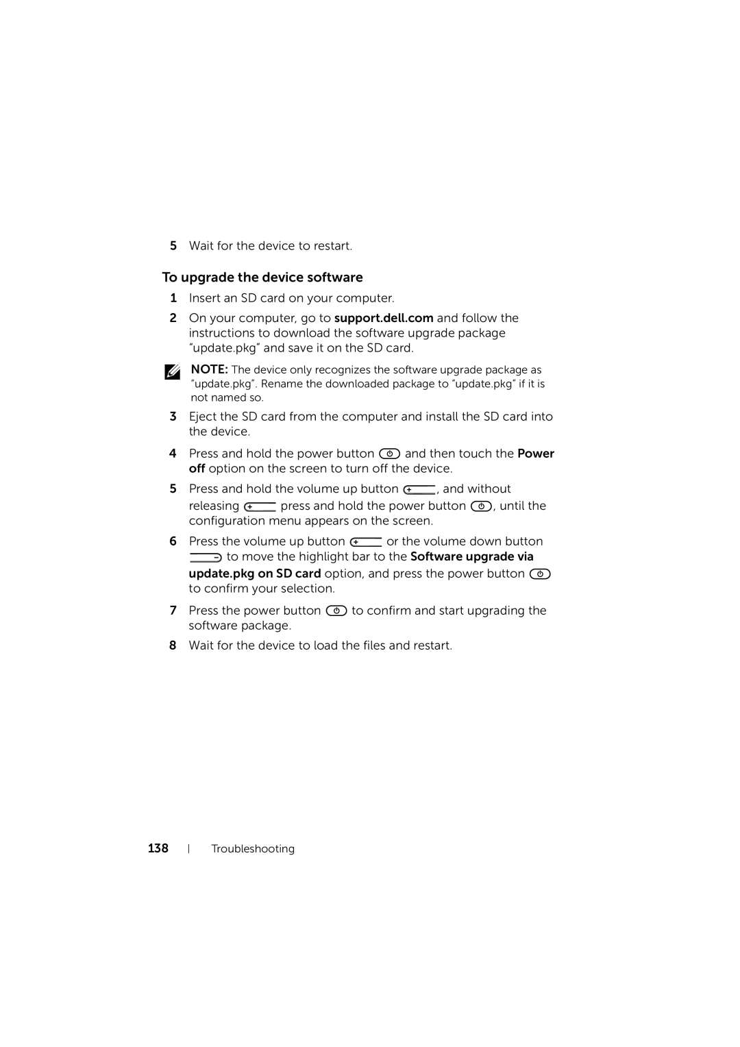 Dell LG7_bk0 user manual To upgrade the device software 