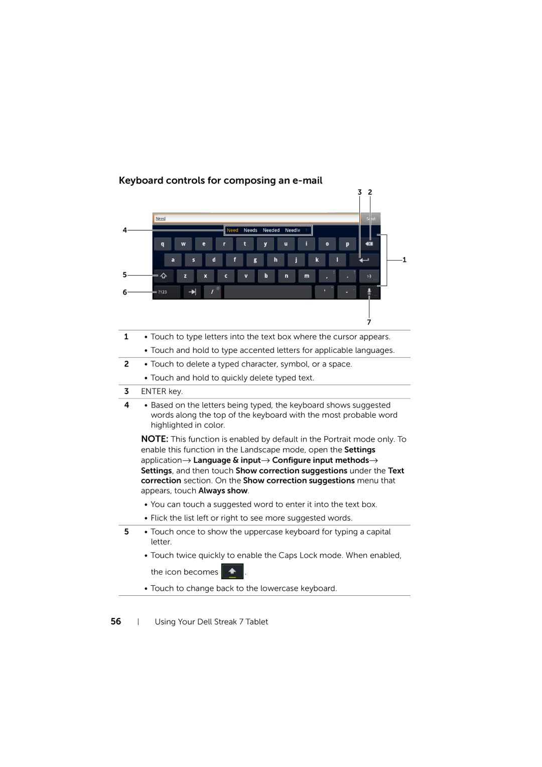 Dell LG7_bk0 user manual Keyboard controls for composing an e-mail 