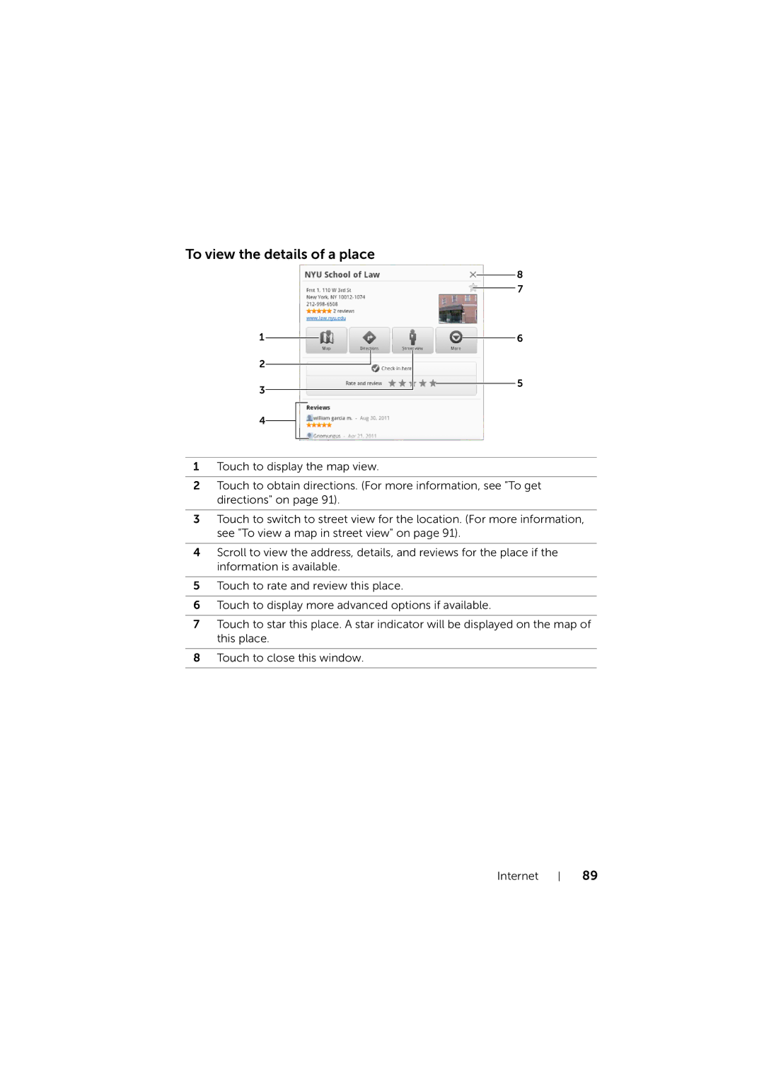 Dell LG7_bk0 user manual To view the details of a place 