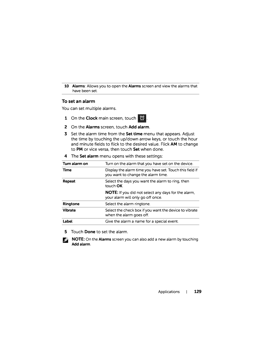 Dell LG7_bk0 user manual To set an alarm 