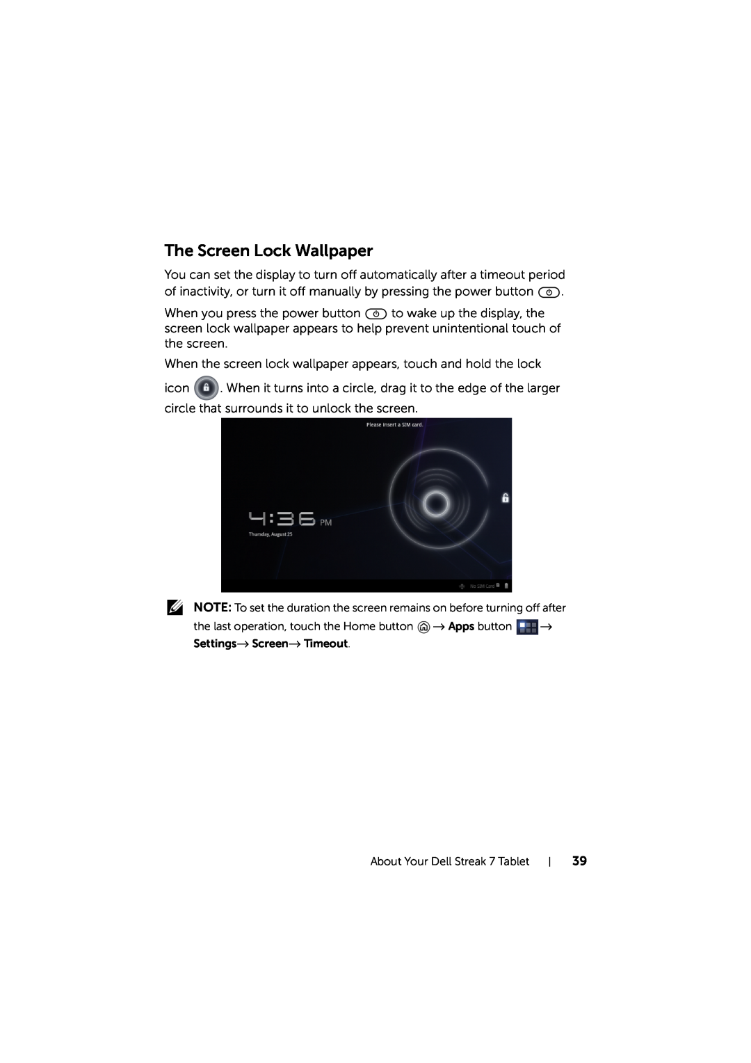 Dell LG7_bk0 user manual The Screen Lock Wallpaper 