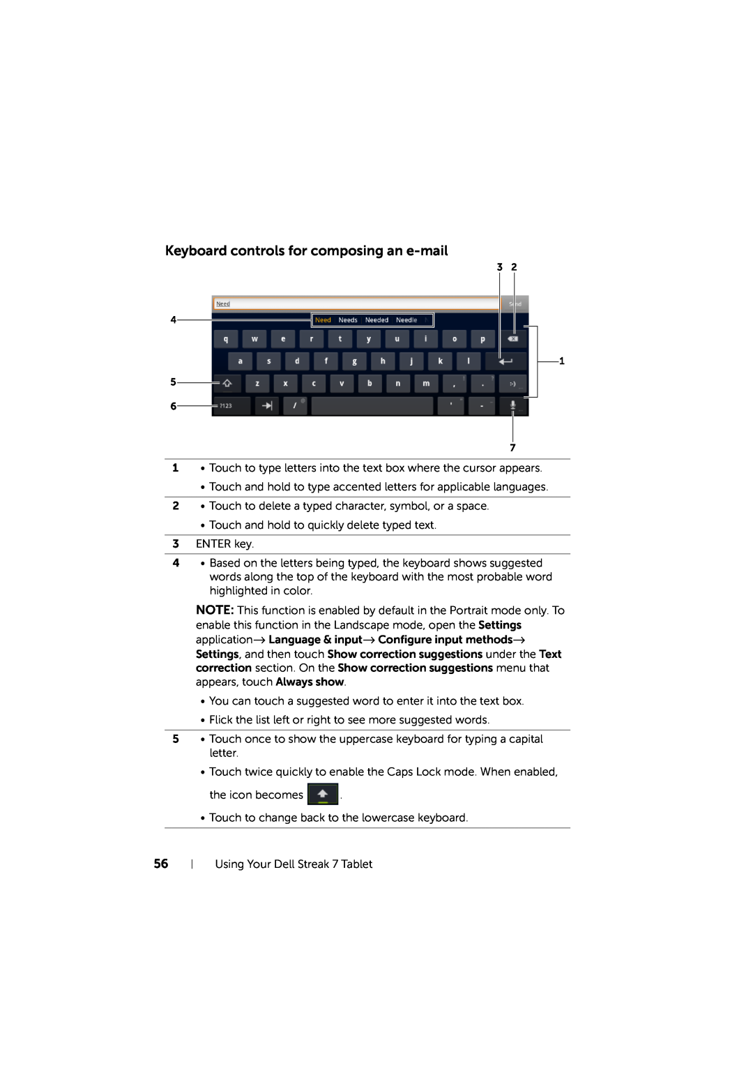 Dell LG7_bk0 user manual Keyboard controls for composing an e-mail 