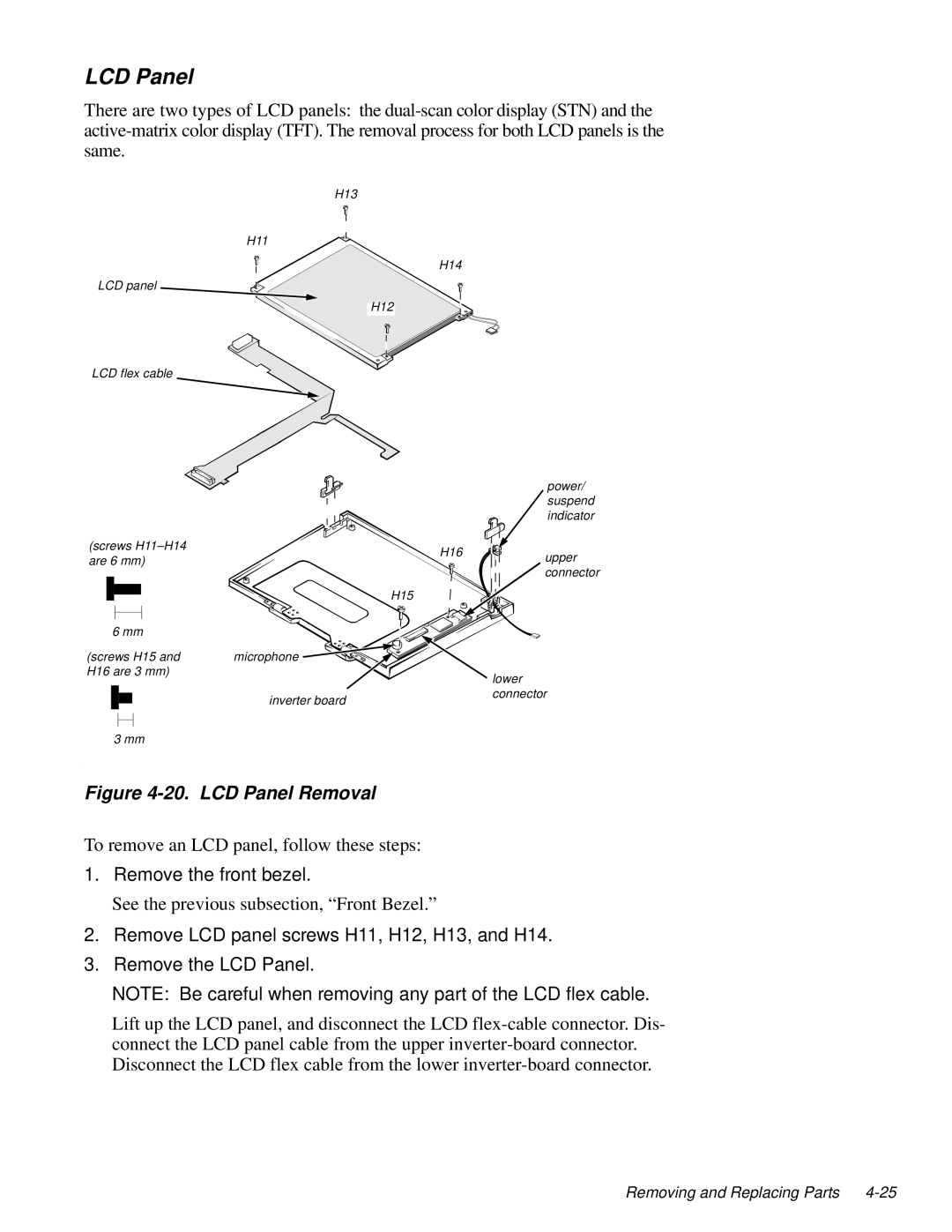 Dell LM P-133ST manual LCD Panel, Remove the front bezel 