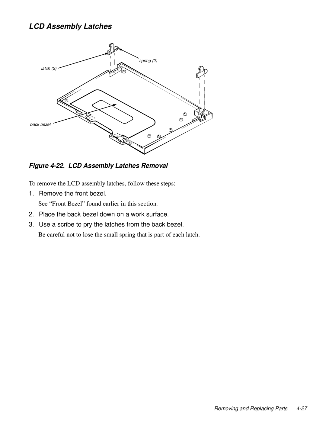 Dell LM P-133ST manual LCD Assembly Latches Removal 