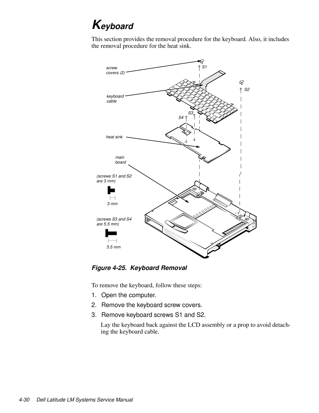 Dell LM P-133ST manual Keyboard Removal 