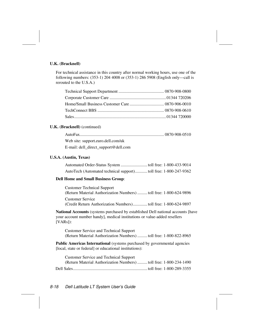 Dell LT System manual Bracknell, A. Austin, Texas, Dell Home and Small Business Group 