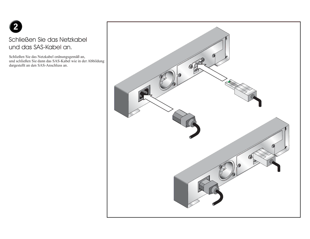 Dell LTO4-EH1 manual Schließen Sie das Netzkabel und das SAS-Kabel an 