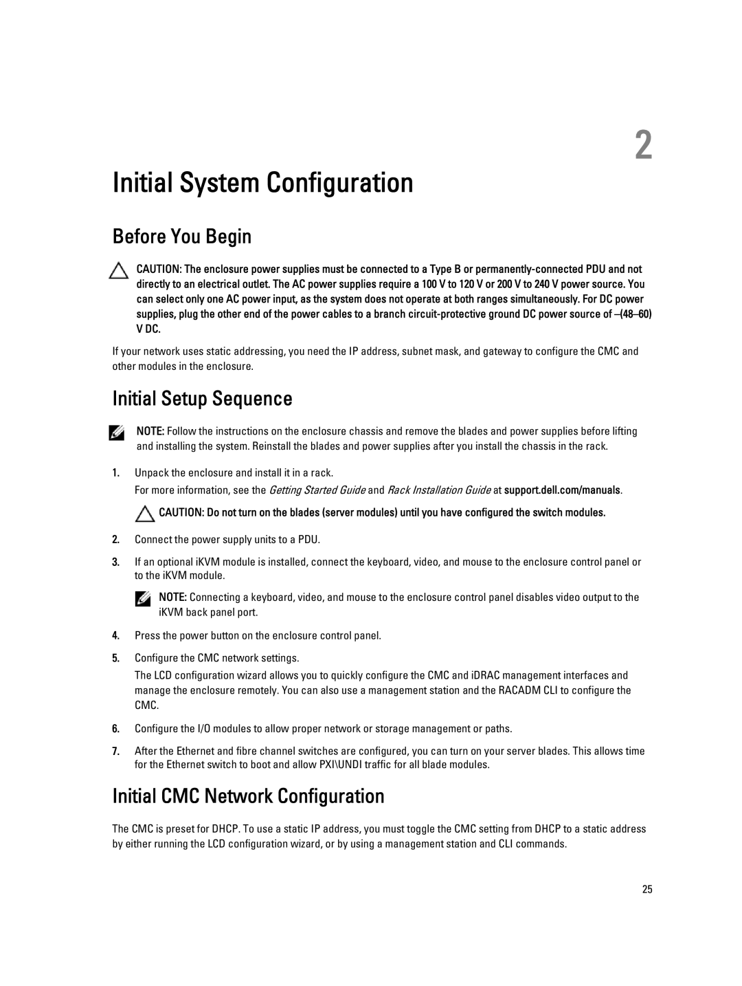 Dell M1000E owner manual Before You Begin, Initial Setup Sequence, Initial CMC Network Configuration 