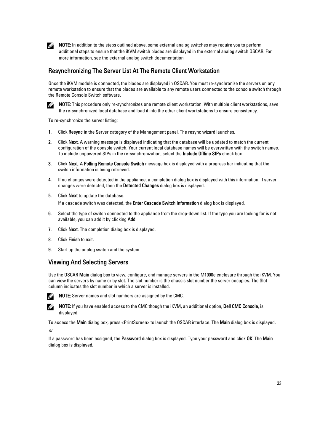 Dell M1000E owner manual Viewing And Selecting Servers 