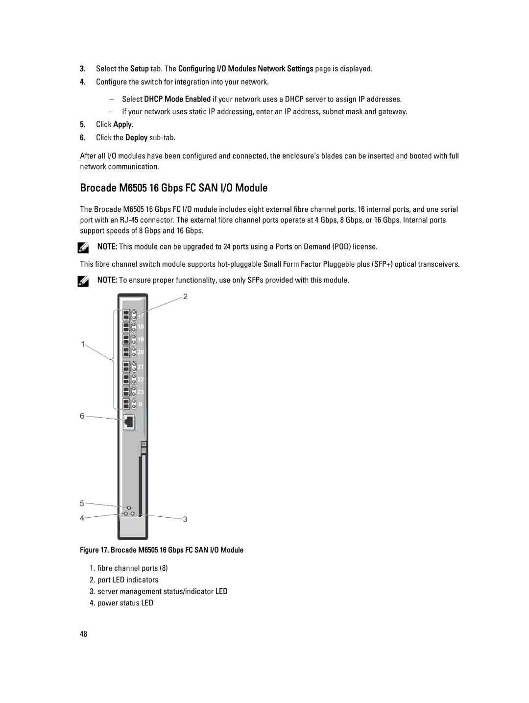 Dell M1000E owner manual Brocade M6505 16 Gbps FC SAN I/O Module 