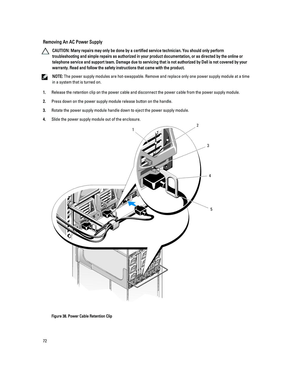 Dell M1000E owner manual Removing An AC Power Supply 