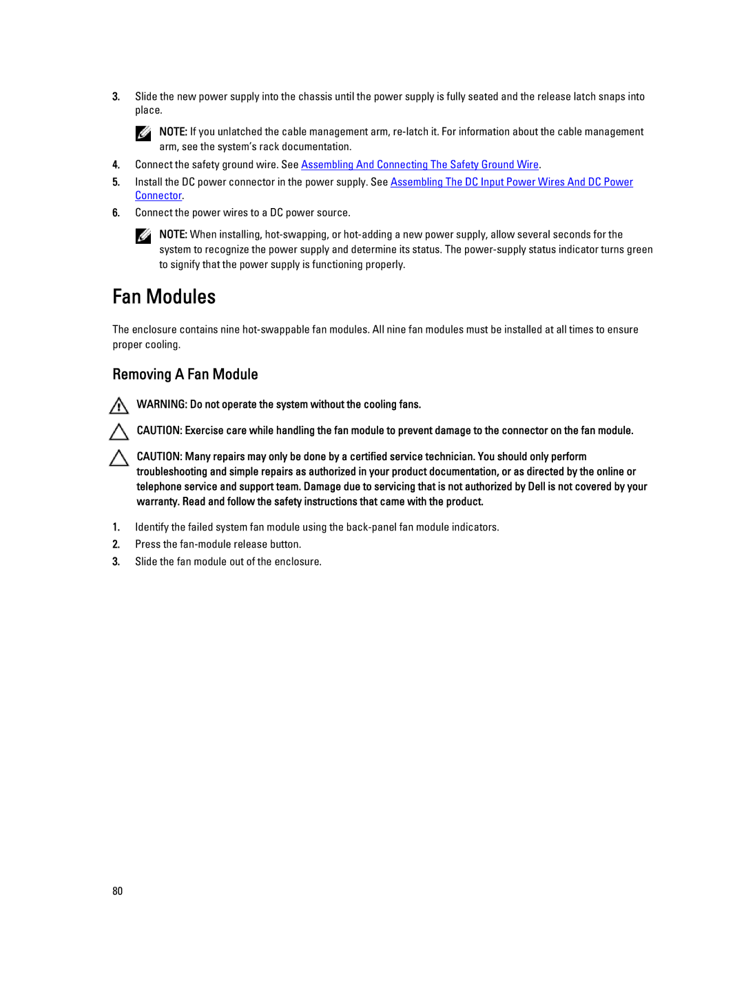 Dell M1000E owner manual Fan Modules, Removing a Fan Module 