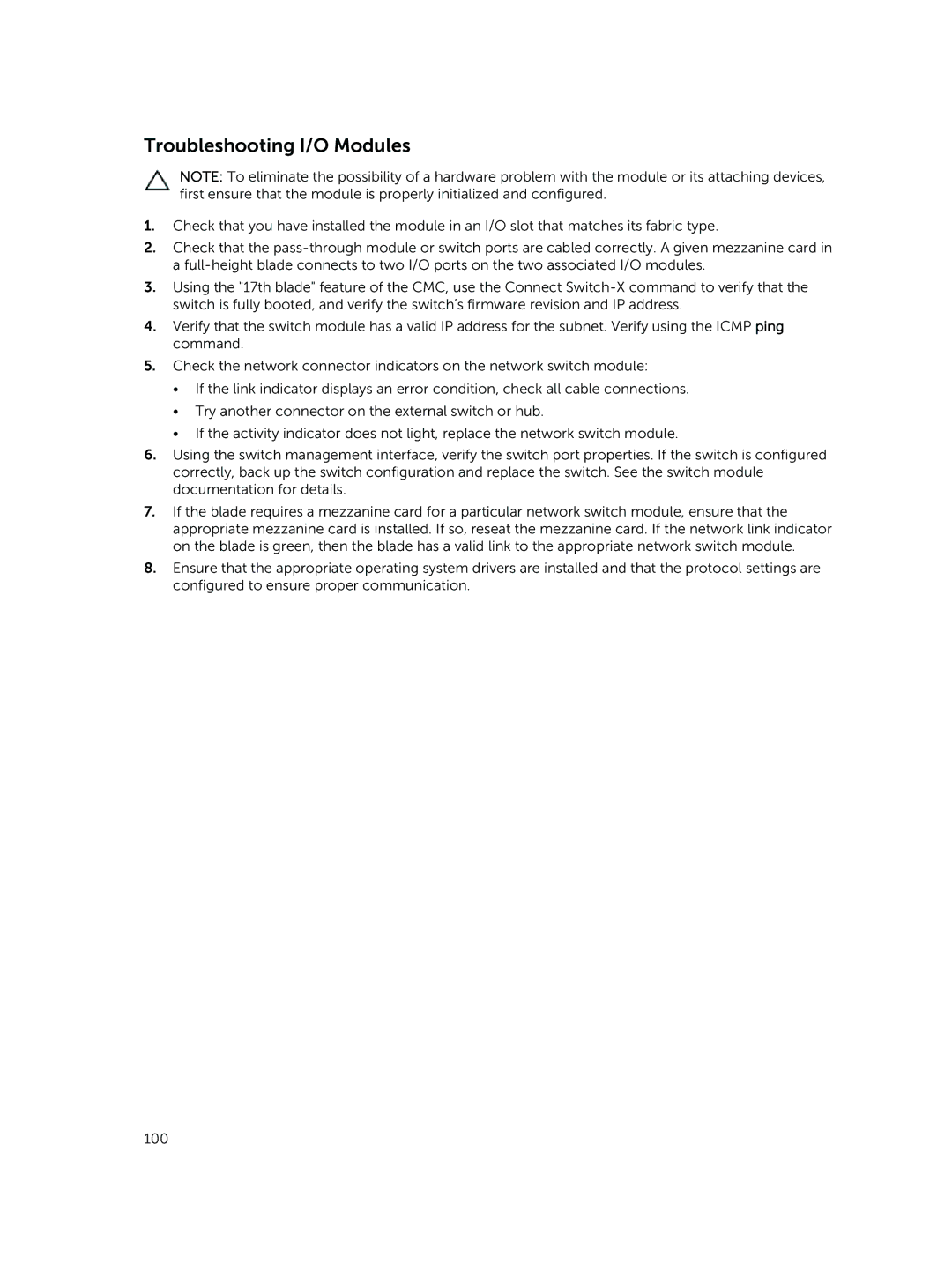 Dell M1000E owner manual Troubleshooting I/O Modules 