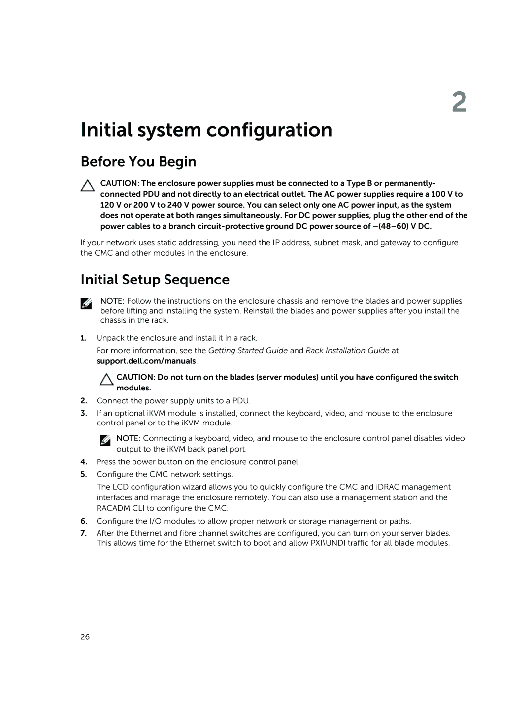 Dell M1000E owner manual Before You Begin, Initial Setup Sequence 