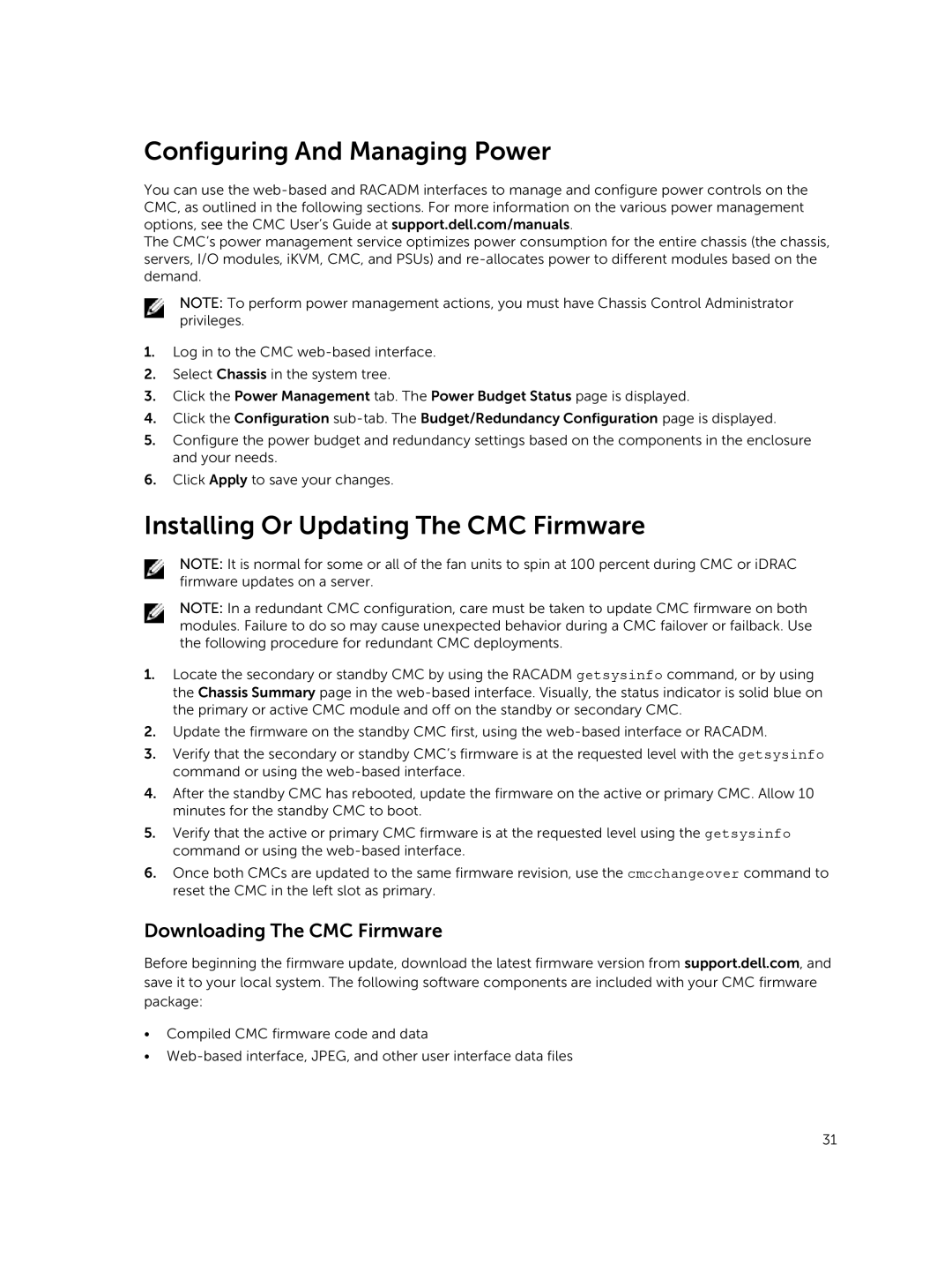 Dell M1000E Configuring And Managing Power, Installing Or Updating The CMC Firmware, Downloading The CMC Firmware 