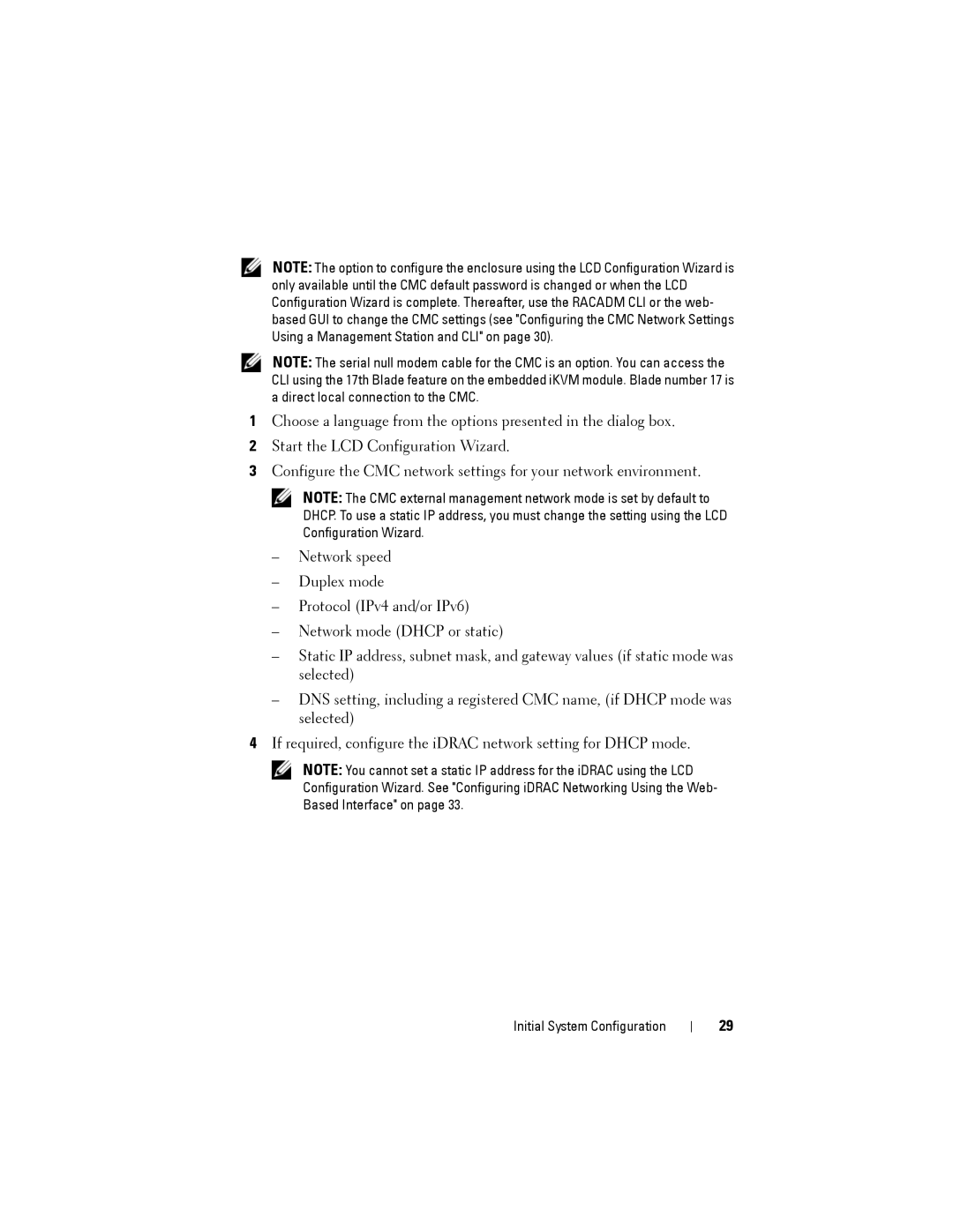 Dell M1000E manual Initial System Configuration 